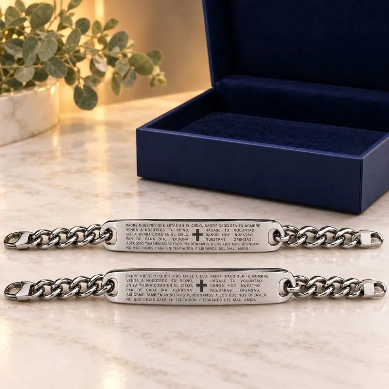 PULSERAS PAREJA PADRE NUESTRO CAJA