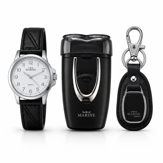 Set Marine Reloj, Llavero + Afeitadora Inalambrica