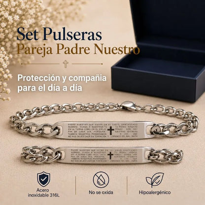 PULSERAS PAREJA PADRE NUESTRO CAJA