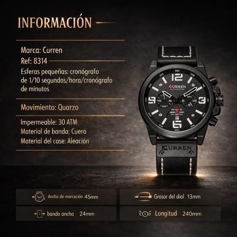 Reloj Curren 8314 Cuarzo + Caja de Regalo