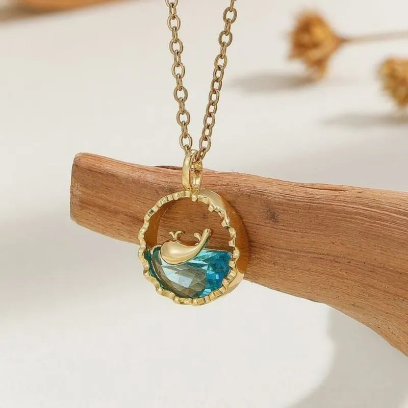 Set Colar + Anillo Ballena Azul Cristal