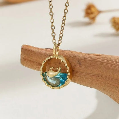 Set Colar + Anillo Ballena Azul Cristal