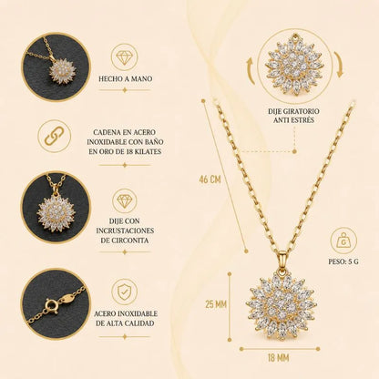 Collar Girasol Giratorio + Caja Premium de Regalo